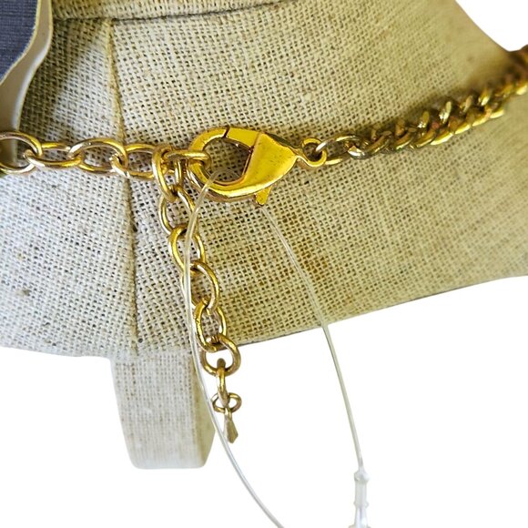 Multi-Strand Gold-Tone Beaded Statement Necklace w/Black Grey & Brown Crystals - Picture 3 of 7